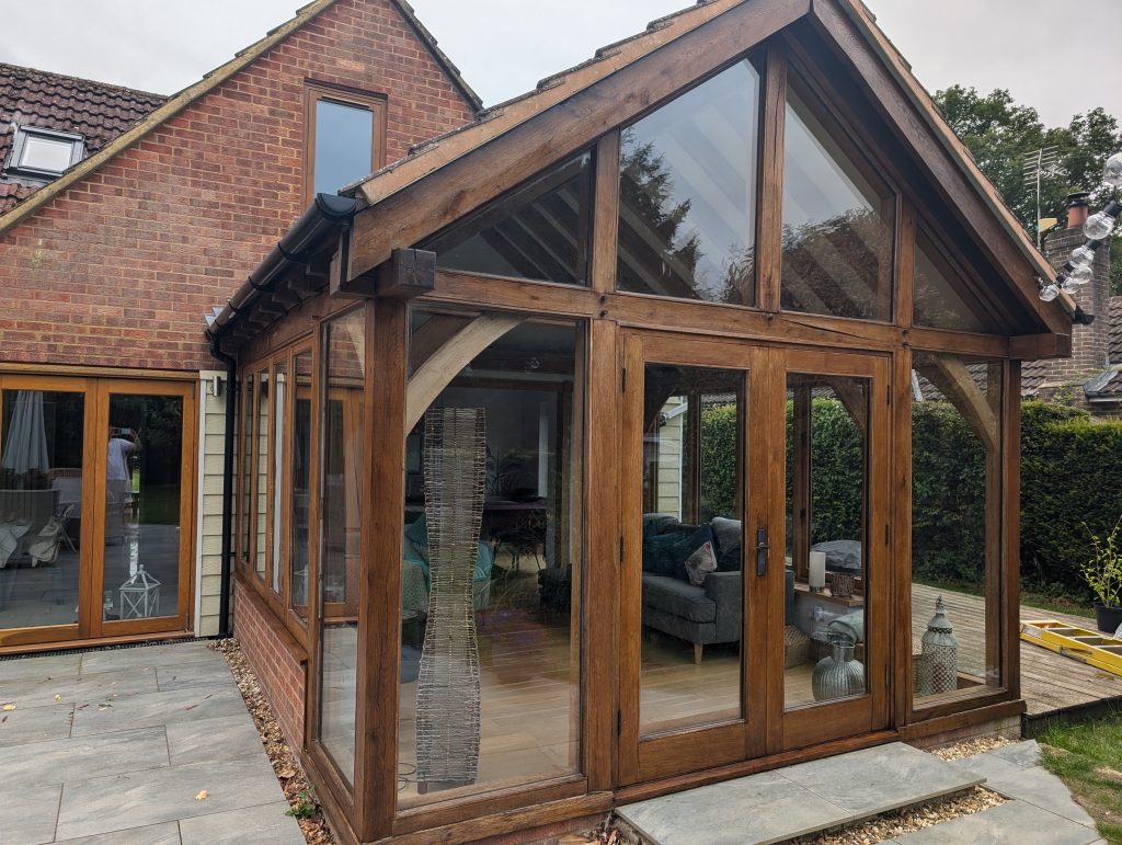 Exterior painting and decorating, Oak sanded down and oiled in basingstoke Hampshire