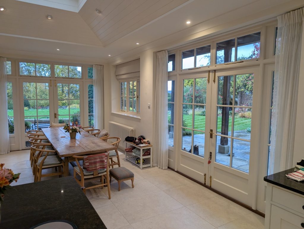 Heritage style kitchen and dining room professionally painted using eco friendly paints in Hampshire
